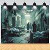 Strange Abandoned Hospital Scene Party Banner - Halloween-themed Decoration, No Power Required, Durablezyc