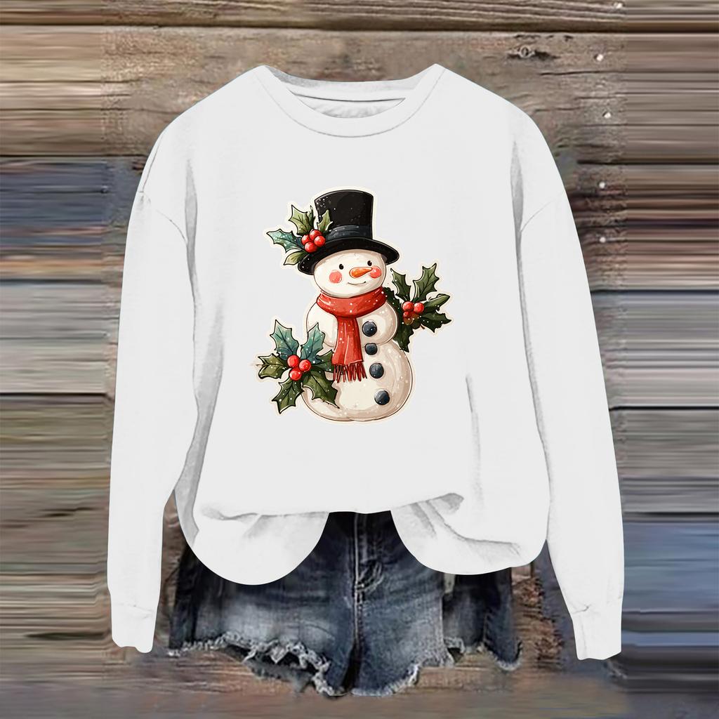 Women's Fashion Casual Long Sleeve Loose Christmas Printed Sweatshirt