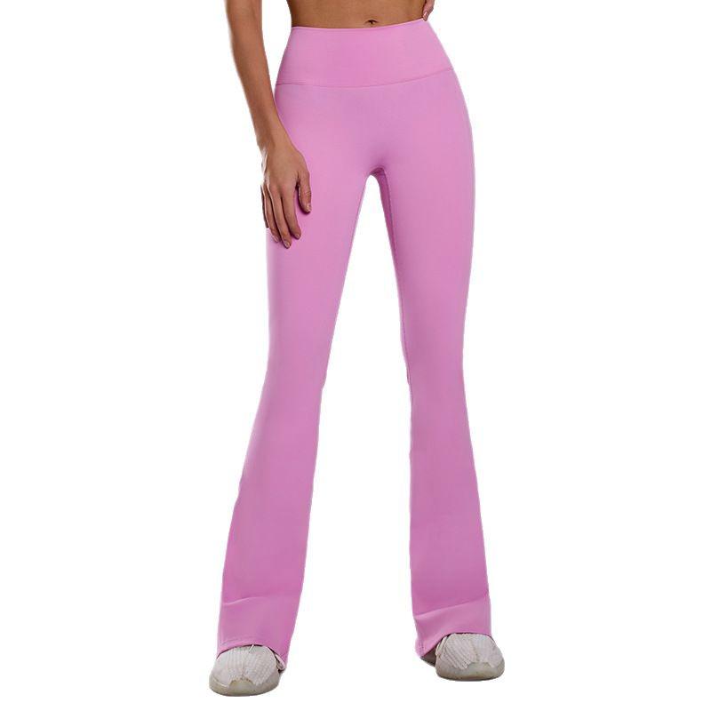 Dammode Högmidjade Randiga Utställda Yogabyxor - Smickrande, Persikorumpa, Sexiga Träningskläder