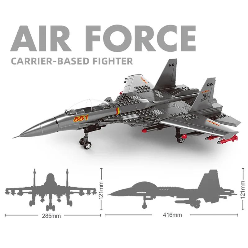 Building Blocks Aircraft Series J-20 J-15 Fighter Military Boys Assembling Toys