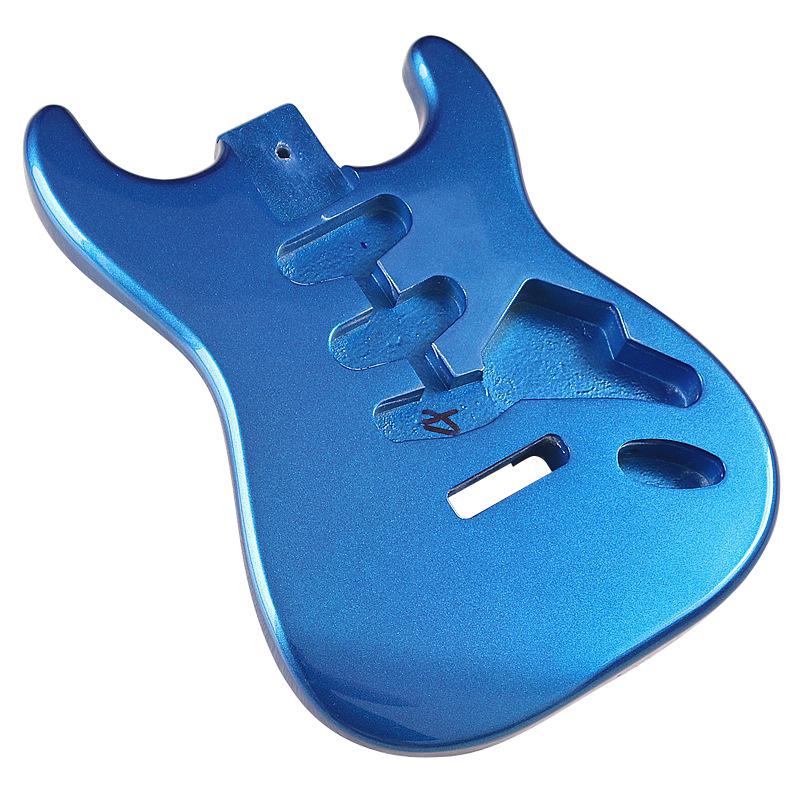 Metallic Blue Glossy Poplar Electric Guitar Body with Three Single-Coil Pickups for DIY Modification