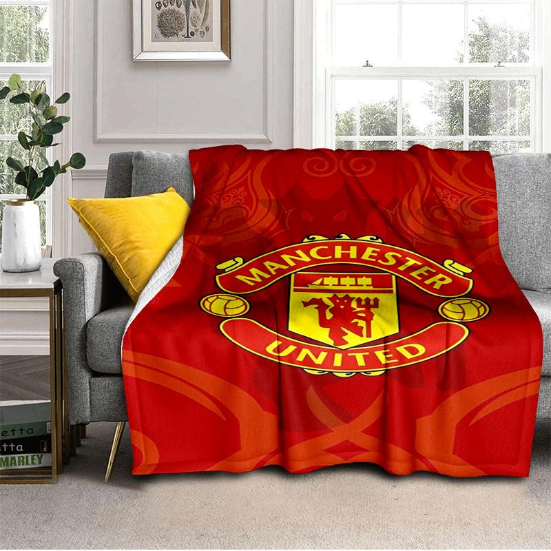 Coperta con stemma del Manchester United Coperta in flanella da esterno per campeggio, escursionismo, feste in giardino, essenziale per picnic, regalo per famiglia e amici