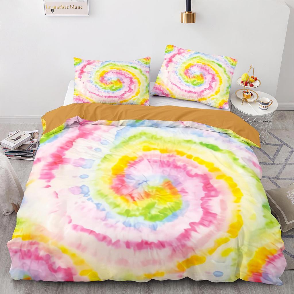Digital Printing Three-Piece Rainbow Spiral Quilt Cover Size Quilt Cover 3D