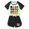 Kids' Summer Color Block Sports Set: Short Sleeve Tee & Hot Pants Two-Piece