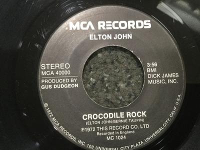 7-tommers Plate ELTON JOHN - Crocodile Rock MCA40000 MCA Records 1972 US Rock Brukt