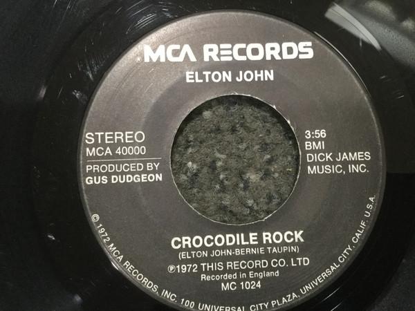 

7inch Record ELTON JOHN - Crocodile Rock MCA40000 MCA Records 1972 US Rock Used
