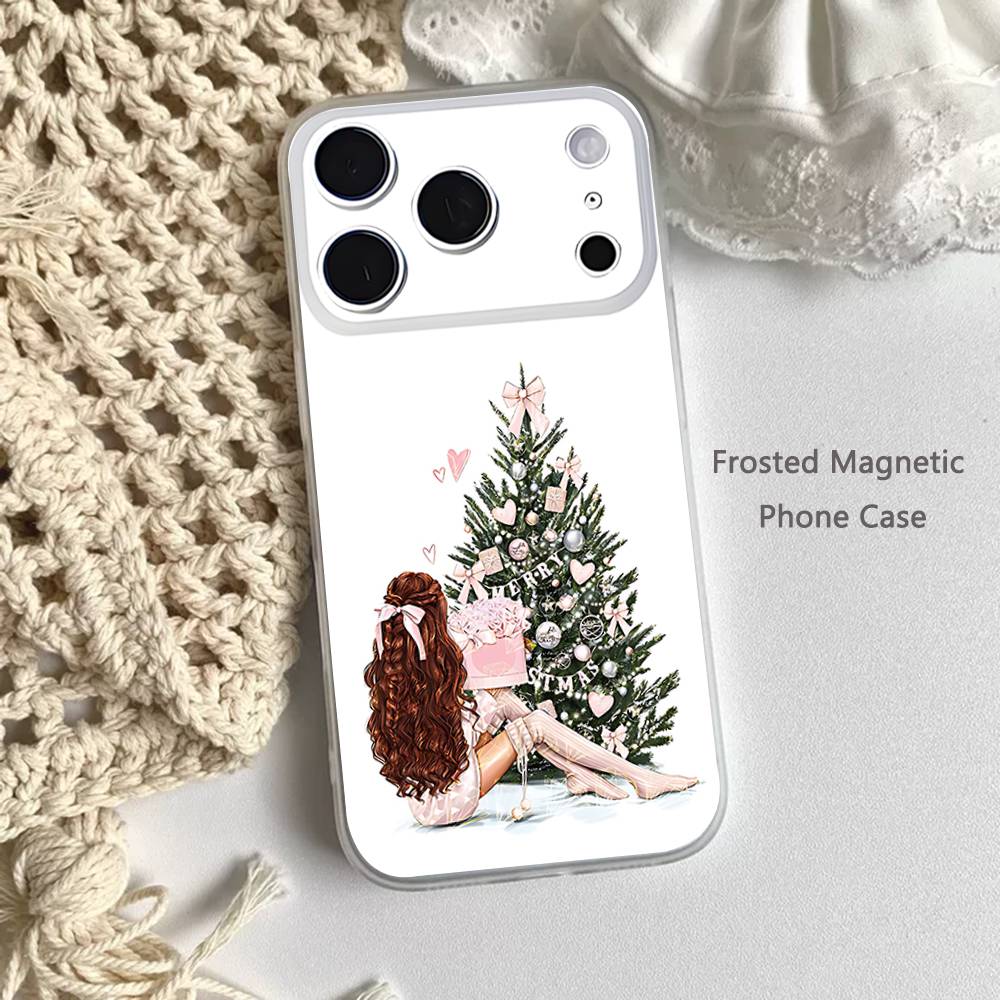 

Christmas Tree Girl GiftS Frosted Clear Magnetic Case for iPhone 17,16,15,14,13,12,11 Pro,Max,Plus,Mini,Air,E iPhone16plus