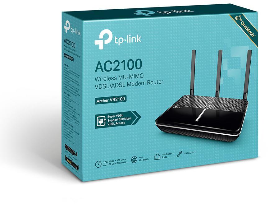 TP-Link VR2100 VDSL/ADSL AC2100 Wireless Modem Router OneMesh USB 3.0