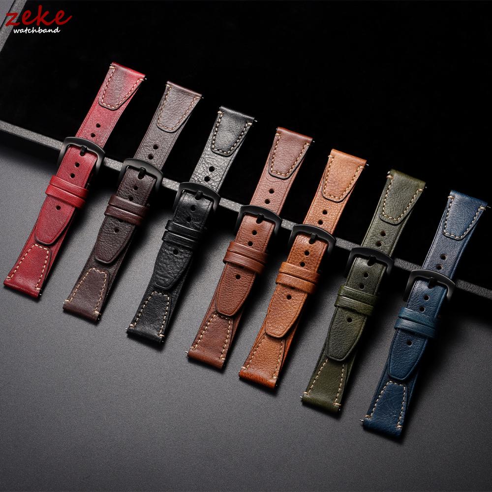 Vintage Brown Genuine Leather Watch Band Quick Release Retro Oil Wax Calfskin Strap for Seiko for Rolex 18mm 20mm 22mm Wristband