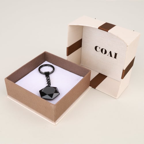 (Coai) Coai Obsidian Hexagram Amulet, Good Luck Charm, Power Stone Keychain Chain