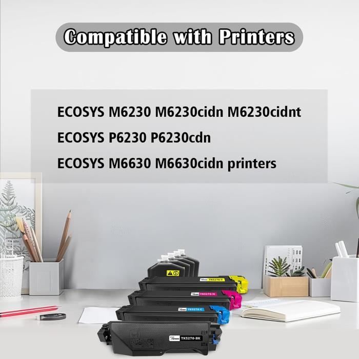 Cartouches De Toner Compatibles - TOPRINT - TK5270 - 8000 Pages Noir - 6000 Pages CMY - 4 Packs