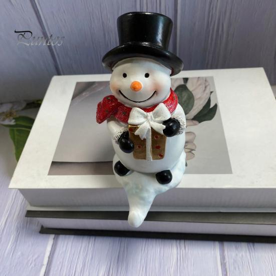 Cute Decorative Hangers Christmas Snowman Resin Hook Decor, Figurine Hanging for Xmas Desktop Figurines Stocking Key Holder, Ornament Fireplace