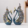 1PAIR Couple Swan Home Living Room Wine Cabinet Ornament Chinese Light Luxury Entrepreneurship Office Resin Crafts