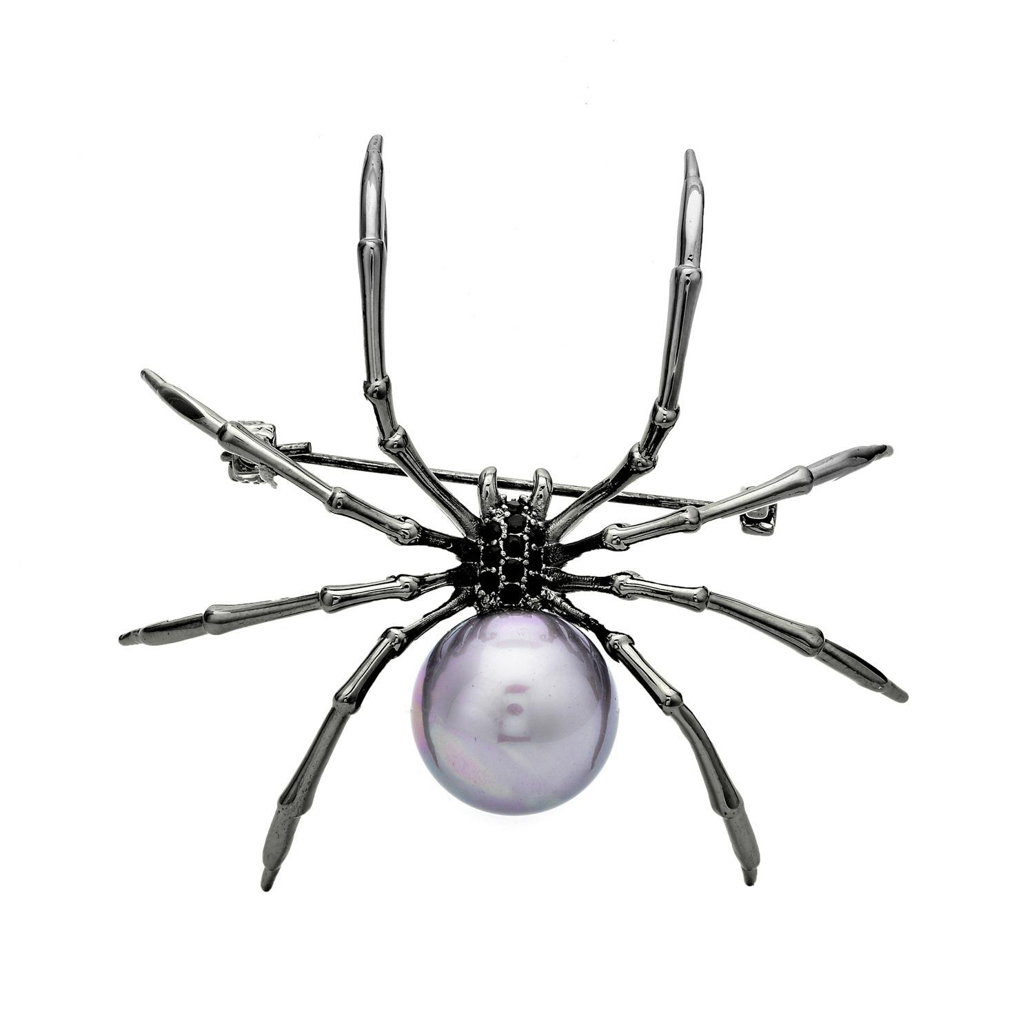 

Новая индивидуальная брошь в виде паука с перламутровым насекомым серый