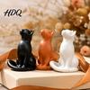 Creative Housewarming Gift Modern Minimalist Cat Figurine Abstract Statue Ornament Resin Artistic Desktop Ornament Animal Sculpture for Home Living