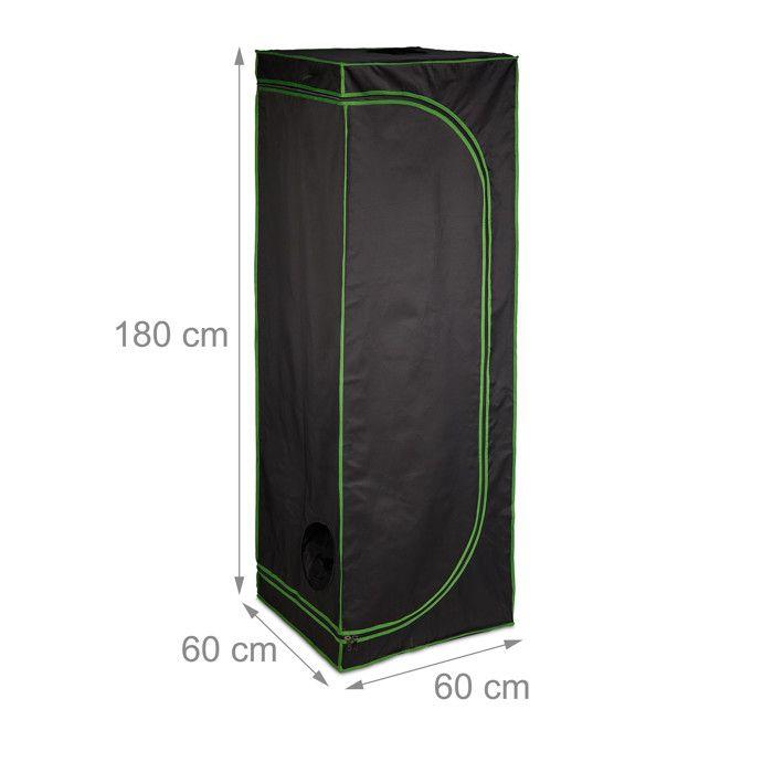 Relaxdays Grow Tent, 95% Reflective Inner Film, Hlp 180 X 60 X 60 Cm, for Indoor Use, Black and Green