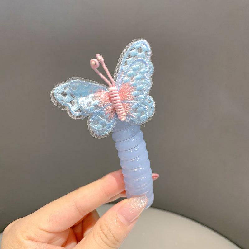 Children's Fairy Butterfly Telephone Cord Hair Tie - Sweet, Cartoon-Style Braiding Accessory