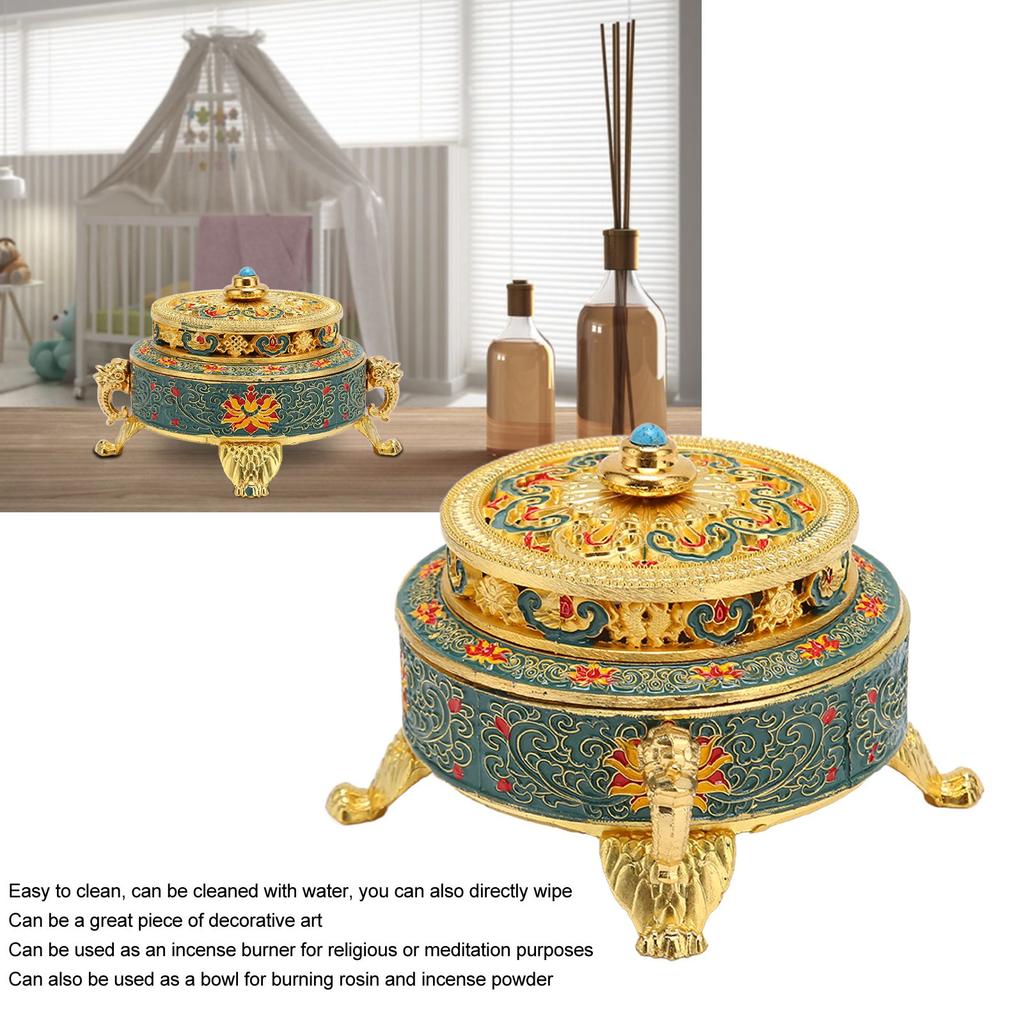 Trinket Incense   with Lid Handcraft Antique Polished Process for Decoration Meditation Room