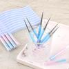 Nail Art Pen Set: 6-Piece Gradient Blue/Pink for Flowers & Lines, Beginner-Friendly with Cap & Nylon Hair.