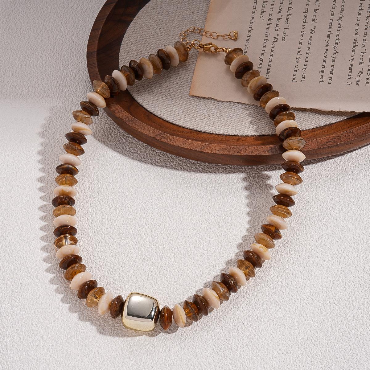 Этнический Стиль Акриловые Бусины Геометрические Круглые Квадратные Цепочка для Свитера Богемное Ожерелье