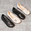 Summer New Leather Good Mother Sandals Flat Bottom Non-slip Hollow Shallow Mouth Low Top Breathable Casual Middle and Old Sandals