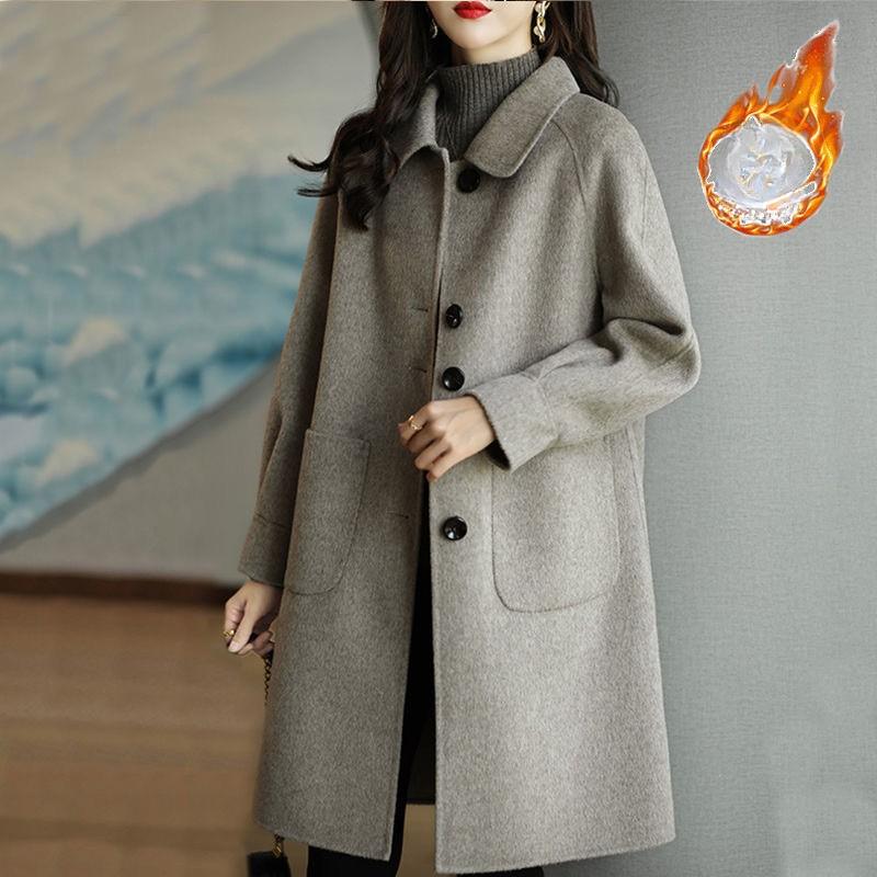 New Autumn and Winter Wool Korean Style Thickened Wool Coat Stylish Small Mid-length Women's Jacket