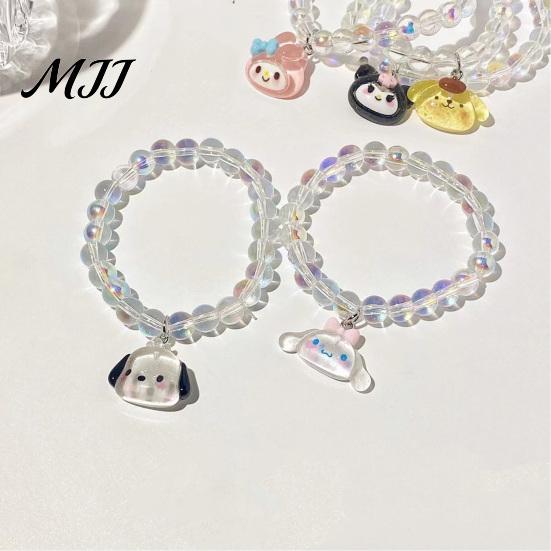 Bracelet Gift for Best Friends Iridescent Beaded Clear Faux Crystal Cute Cartoon Couple Bracelets Animal Charm Girls Transparent Bead