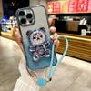 Cute Bead Bear Holder Phone Case For Infinix Hot 50 Pro Plus 40i 30i 30 Play Smart 10 Plus 9 8 7 6 5  Four Leaf Clover Hand Rope