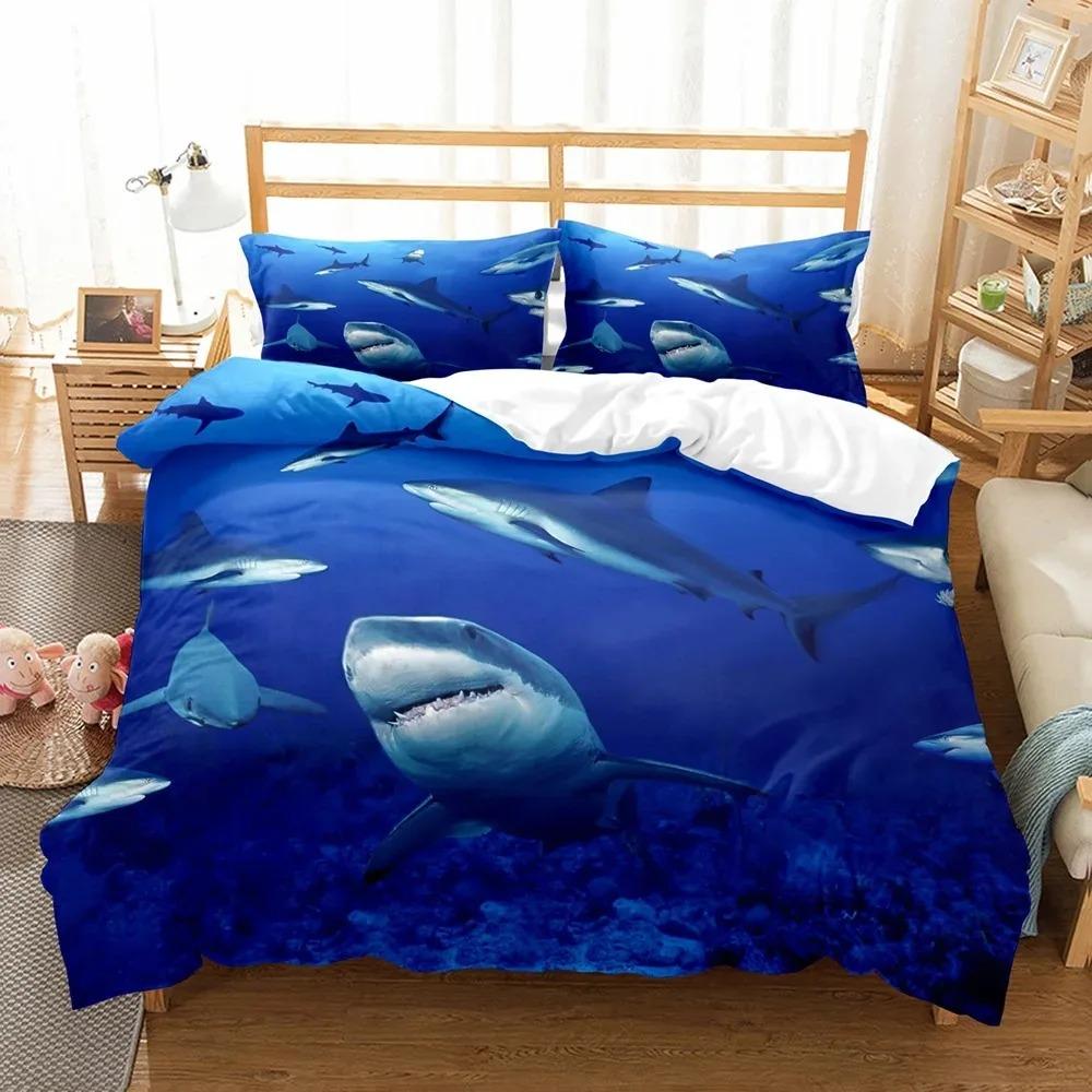 Fashion Blue Dolphin Duvet Cover Set Cute Aniaml Bed Linen Pillowcase Luxury Home Texitle Queen Full Size 3D Bedding Sets Sea