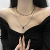 Sweet Black Gem Double-Layered Necklace: High-End Choker for Trendy Women