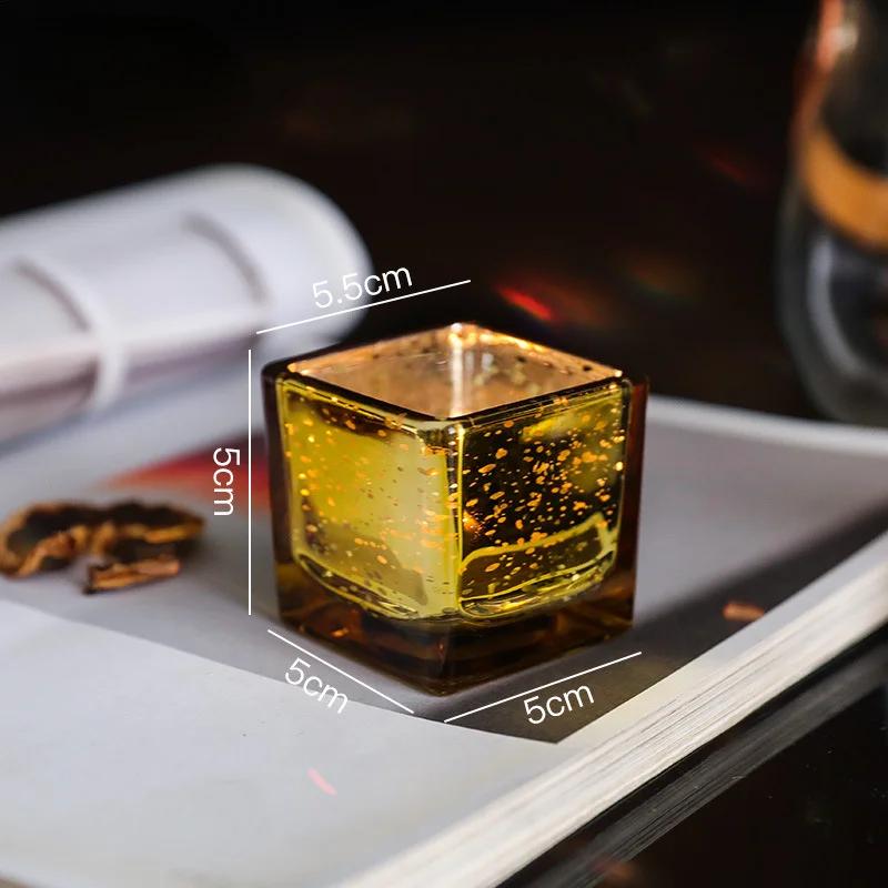 

1 шт. Простые и современные квадратные стеклянные подсвечники для дома, ресторана, романтического ужина при свечах, бара, вечеринки, кофейни золотой