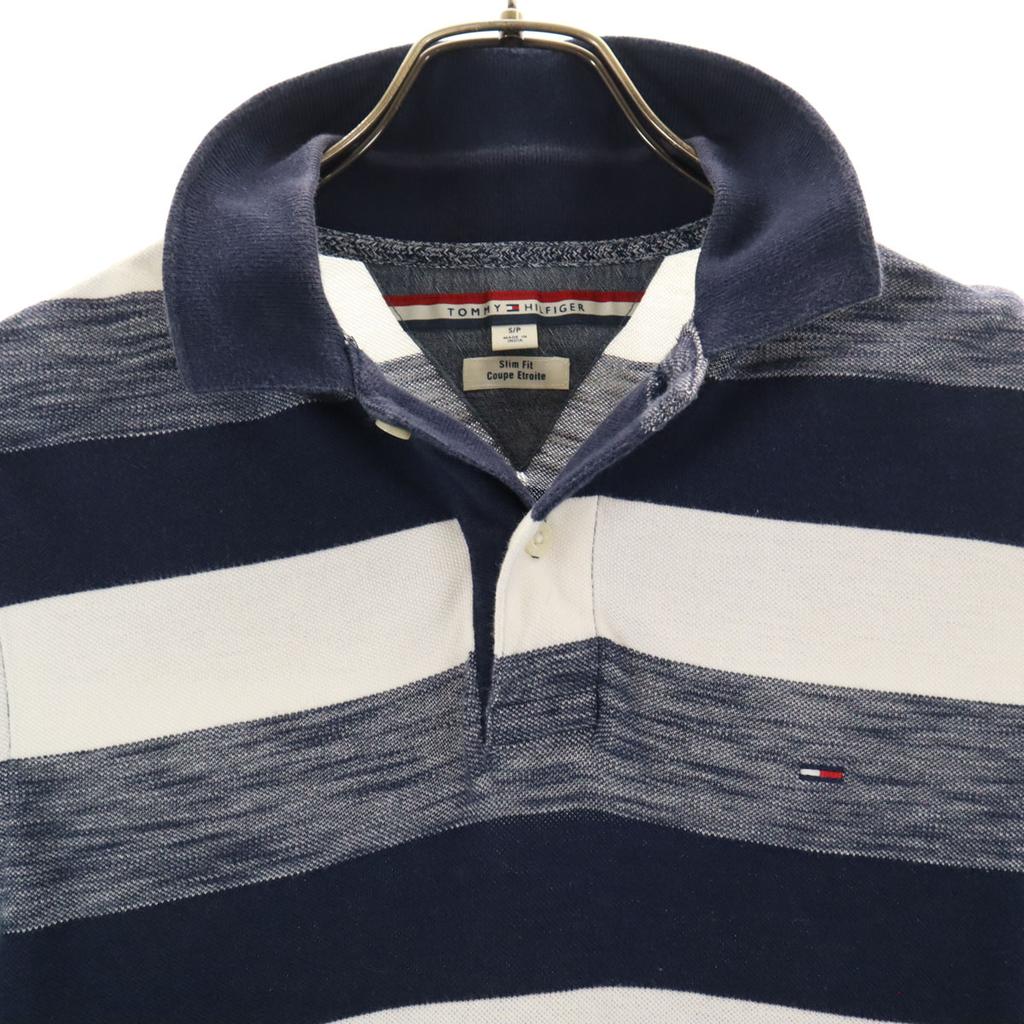 Tommy Hilfiger Bordürenmuster Kurzarm Slim Fit Poloshirt S Marineblau Herren Gebraucht