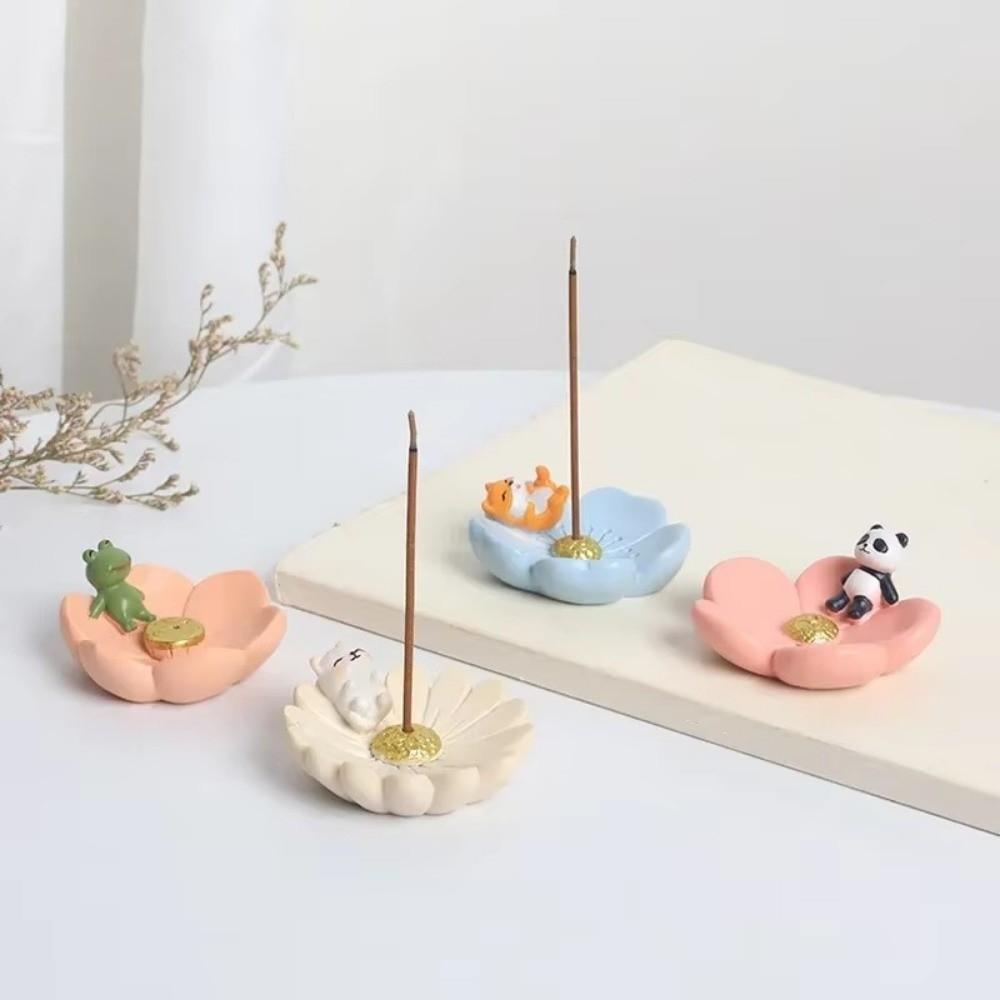 Ceative Resin Incense Holder Mini Blossom Sakura Ash Catcher Animal Aromatherapy Plate Home Decoration