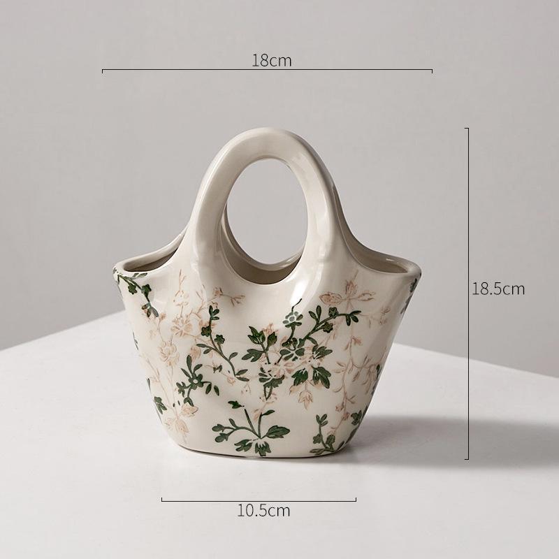 American Country Crackle Glaze Ceramic Milk Jug Vase - Pastoral Feng Shui Flower Arrangement Retro Decor