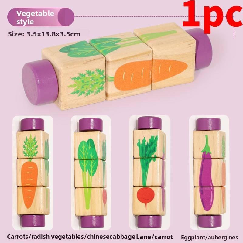 Wooden Baby Toddler Rotating Puzzle Animal Recognition Educational Toy For Early Learning