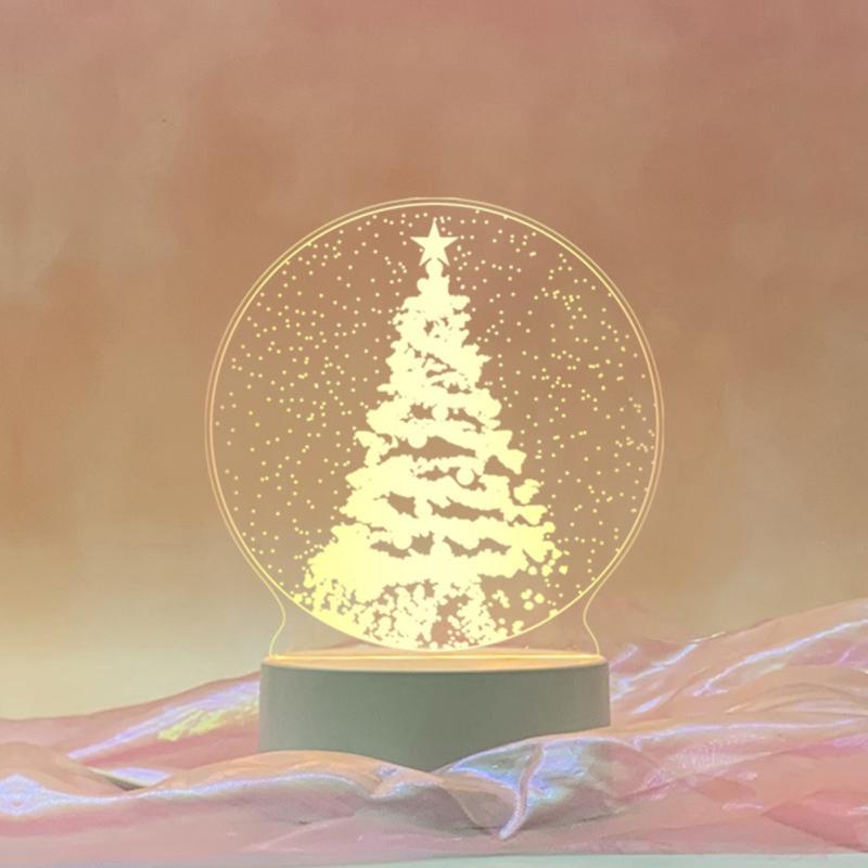 Luce Notturna 3D di Natale Babbo Natale Creativo Albero di Natale Lampada da Tavolo USB per Casa Camera da Letto