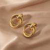 Earrings Fashion Earrings Textured Double Layer Metal Wrapped Earrings Factory Direct Supply [Special Offer]