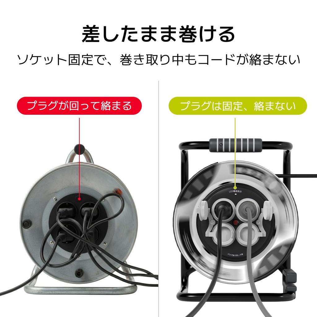 Masterplug Extensie de Exterior cu Cablu de 30m, Tambur 100V, Rezistentă la Ploaie și 4 Temperaturi, Fără Conectare sau Deconectare, pentru Șantier, Casă și Tambur cu Cablu, Cablu, Cablu,