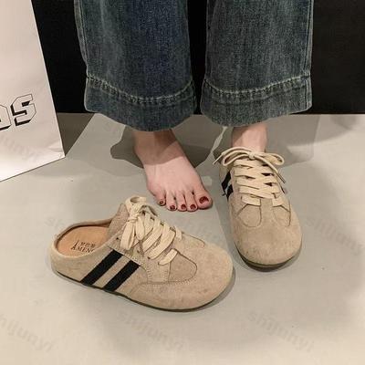 Summer Women Mules Shoes Sports Round Toe Flat Female Footwear Sneakers Retro Platform Slip On Fashion Comfortable Half Slippers