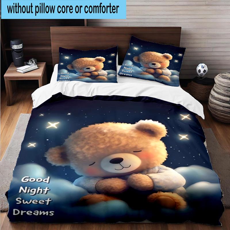 3PCS Teddy Bear Night Sky 3pcs Bedding,Including 3PCS Duvet Cover And 2pcs Pillowcases Perfect for Christmas,Ideal for Bedroom, Dormitory