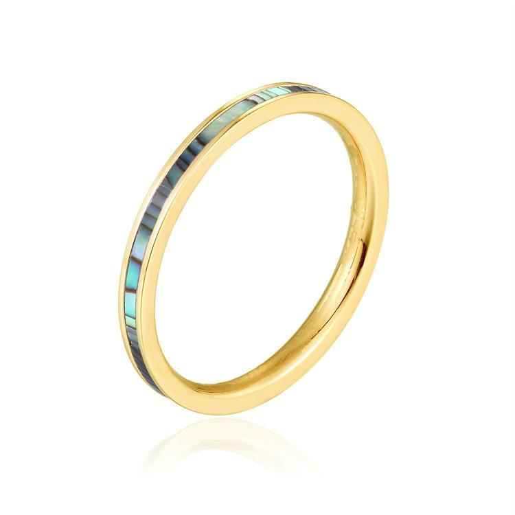 Titanium Steel Korean Simple and Colorful Fritillary Ring Electroplating Niche Smooth Shell Ring Female Ins Accessories