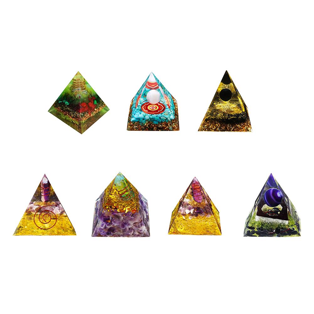 

Orgone Pyramid Amethyst Peridot Crystal Healing Energy EMF Protect Meditation #