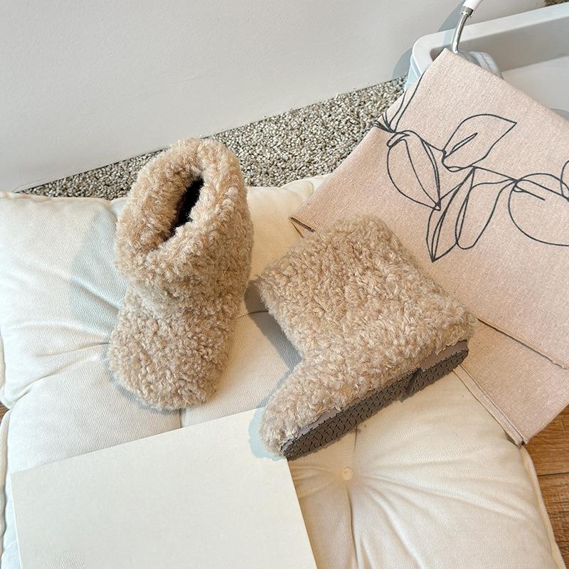Children's Cotton Shoes Baby Warm Shoes Girls Fluffy Shoes Winter Warm and Velvet Winter New Cotton Shoes