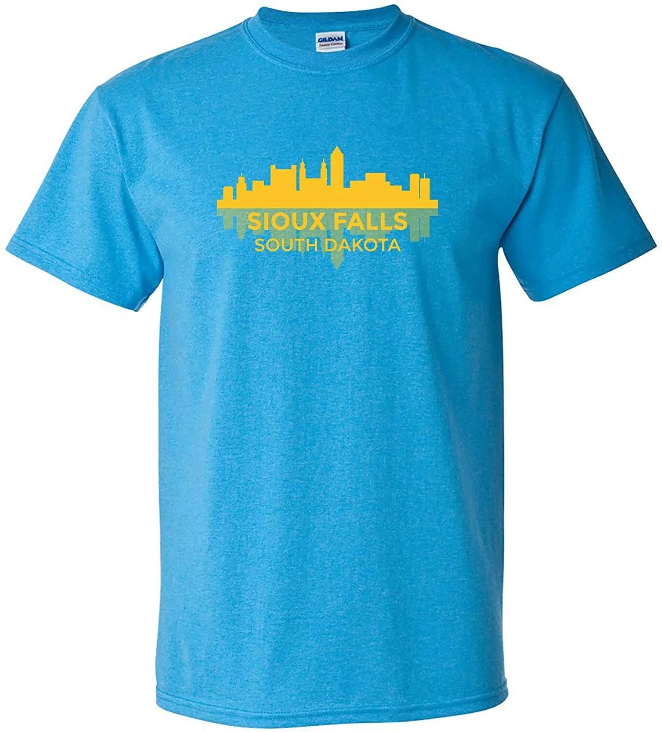 Sioux Falls South Dakota Skyline - City Hometown Pride Tshirt - Heather Sapphire XL