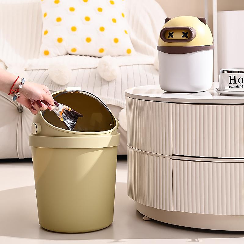 Mini-Mülleimer für den Schreibtisch, niedlicher Abfalleimer für Studentenwohnheime, Büros, mit Deckel, Mülleimer für Wohnzimmer, Papierkorb