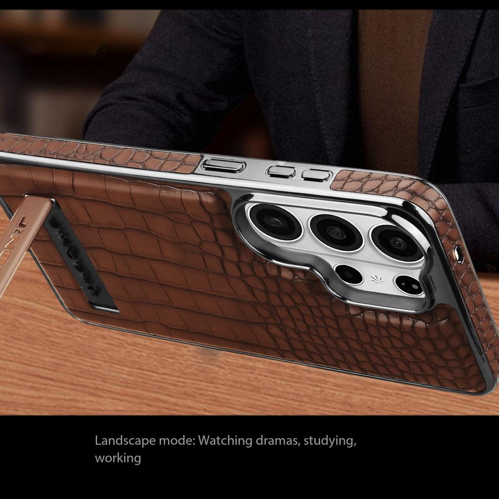 Custodia Lussuosa Business Magnetica in Pelle con Texture Coccodrillo per Samsung S26 Ultra S25 S24 Plus S23 Cover Antishock con Supporto e Sensazione Pelle