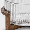 Ribbed Cake Display Bowl With Wooden Stand for Salad, Fruit and Dessert Serving during Shared Meals and Tea Tables