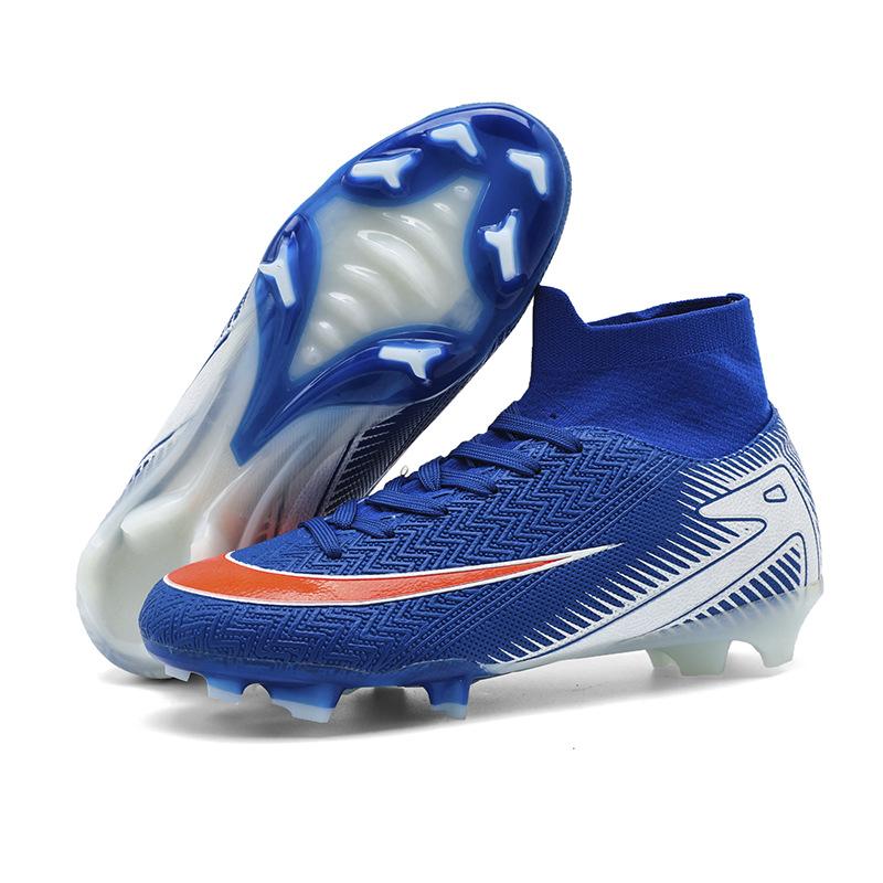 New high-top football shoes, youth and students artificial grass sports training shoes, men's and women's long broken nail sneakers