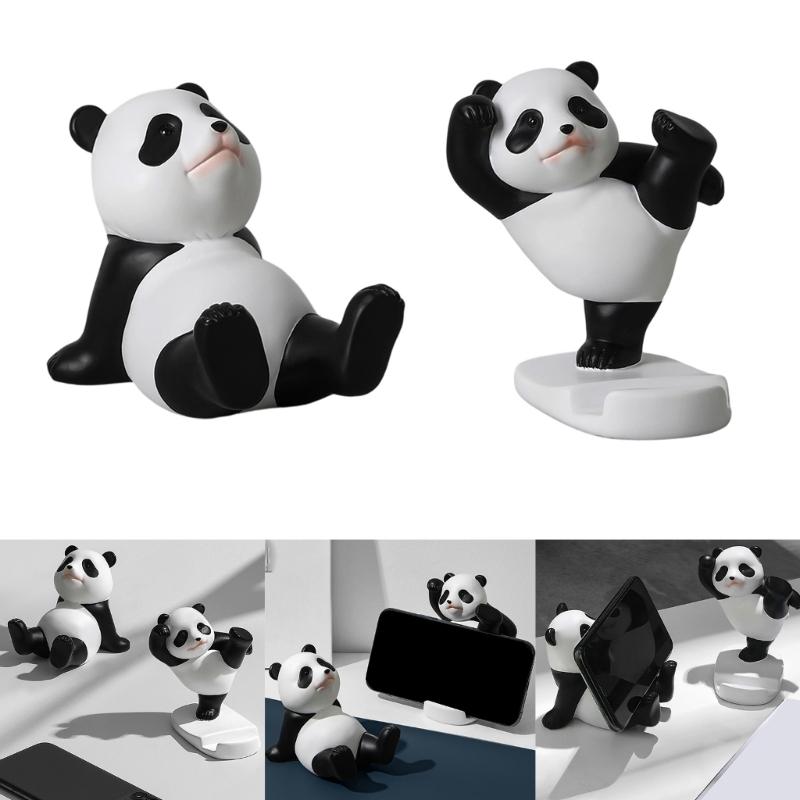 Panda Shaped Mobile Phone Holder Tablet Stand Resin Decoration For Desk Shelf Bedroom Kitchen Decors