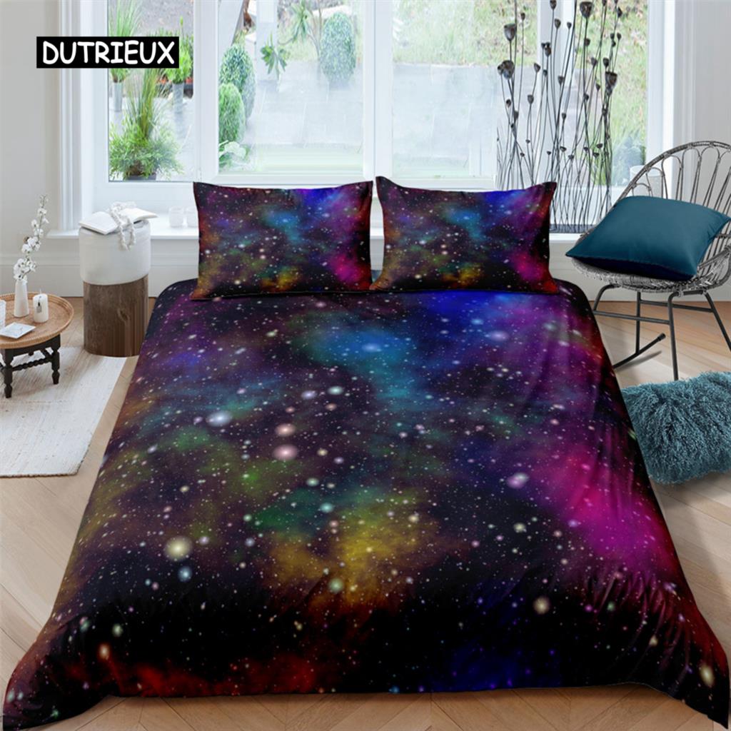 Purple Galaxy Duvet Cover Starry Sky Colorful Starry Bedding Set Outer Space Comforter Cover Sky Dream For Women Girls Festival